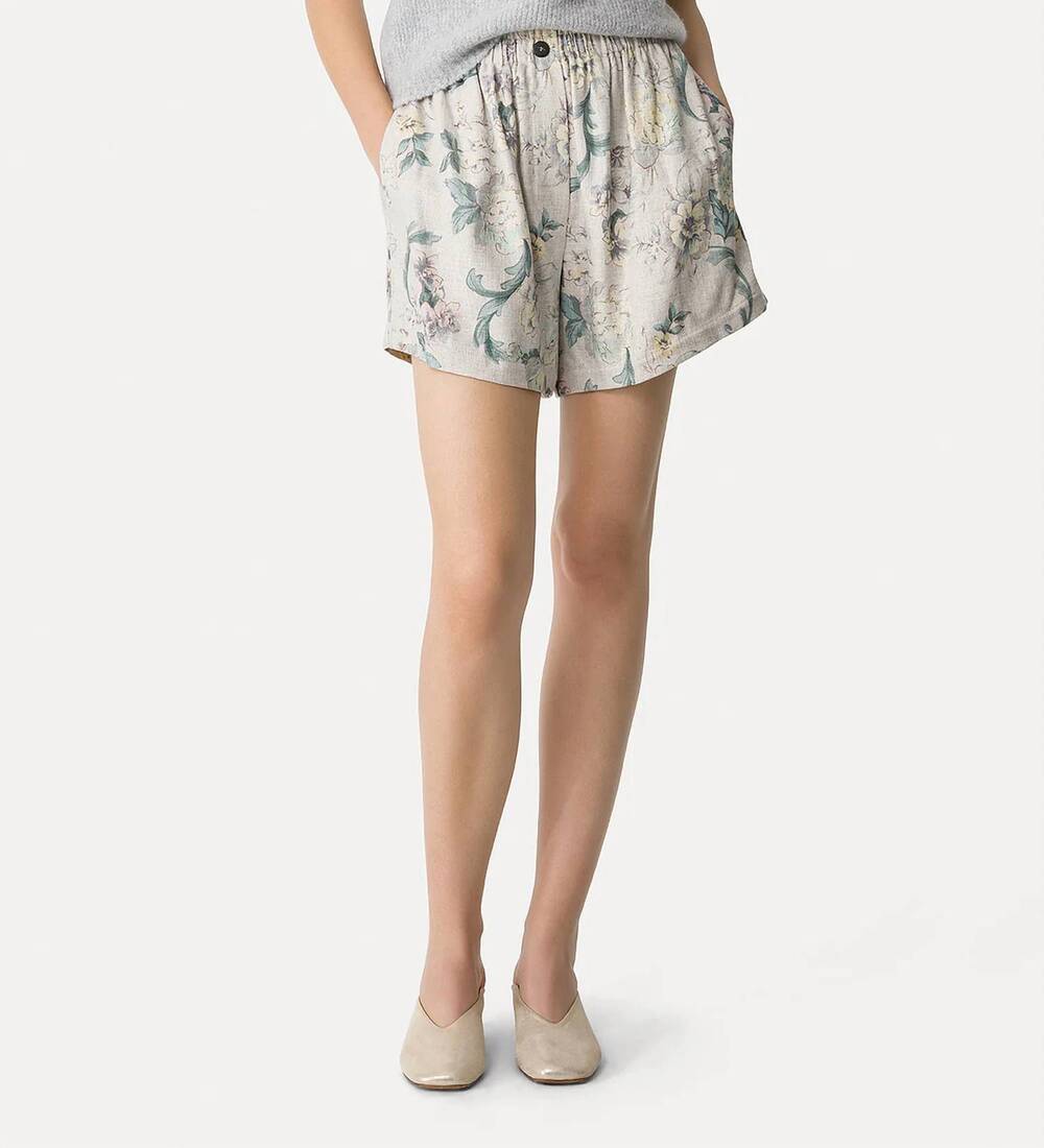 NEW FORTE FORTE hopsack bermuda shorts “peonia my love” in glicine